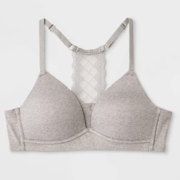 Maidenform Girls' Size 32A Pullover Padded Comfort Lace Bra Gray NEW - Picture 1 of 4